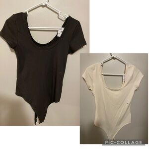 2 American Eagle Black and Cream bodysuits